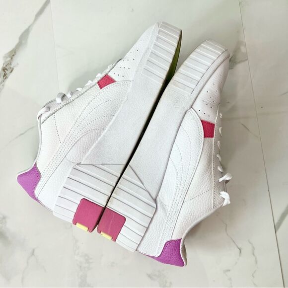 PUMA Cali Wedge White Leather Lifestyle Sneakers - Picture 5 of 16